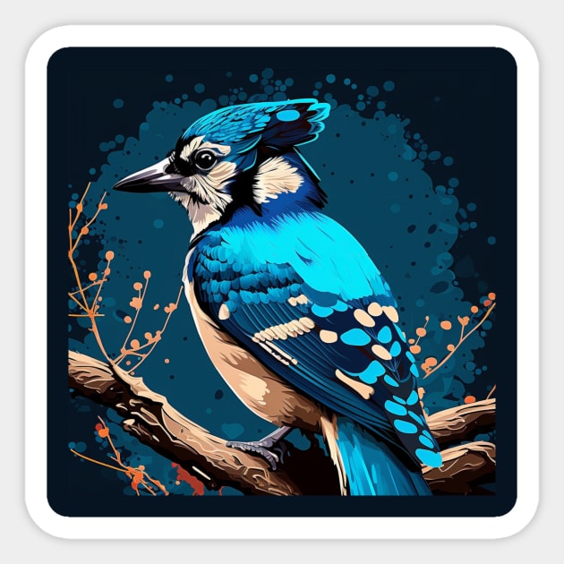 Blue Jay on a Branch Sticker by Star Scrunch